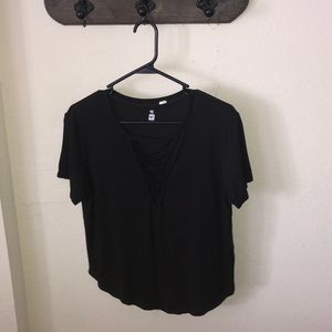 Black t shirt with front design